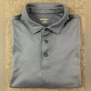 Untuckit Mens 100% Cotton Long Sleeve Polo Shirt Size L Gray